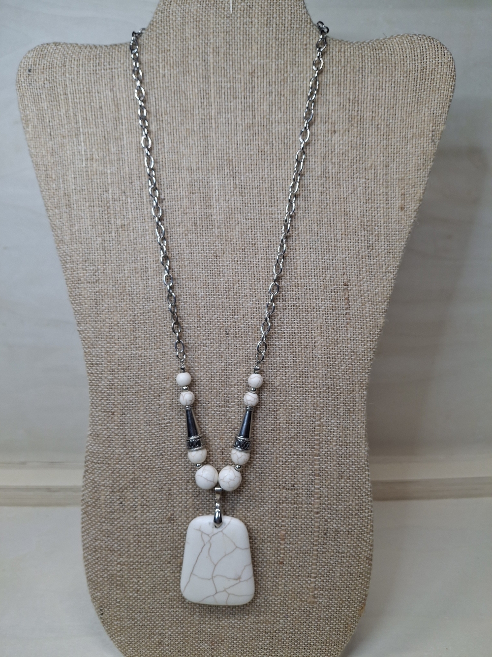 White Stone Pendant Necklace - Women Jewelry